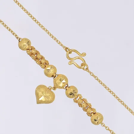 Halscollier ankarlänk med hjärta längd 43cm bredd 1-15mm 23K Vikt: 7,6 g