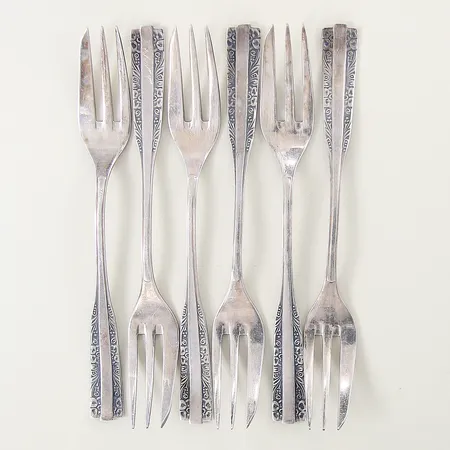 Bakelsegafflar 6st, längd 15cm, silver 800/1000 Vikt: 140,2 g