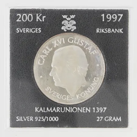Minnesmynt, nominellt värde 200kr, 1997, etui, 925/1000 Silver 27g.