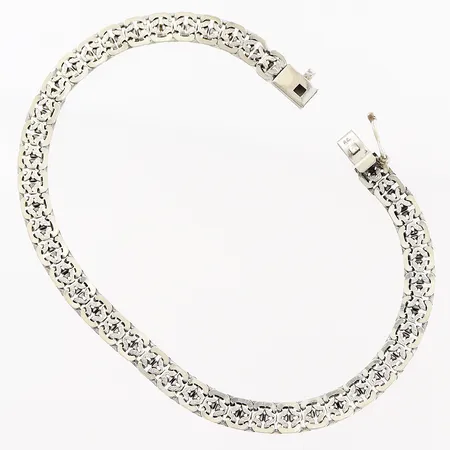 Armband, 20,5cm, bredd 6mm, skeva länkbitar, 835/1000 silver Vikt: 9,1 g