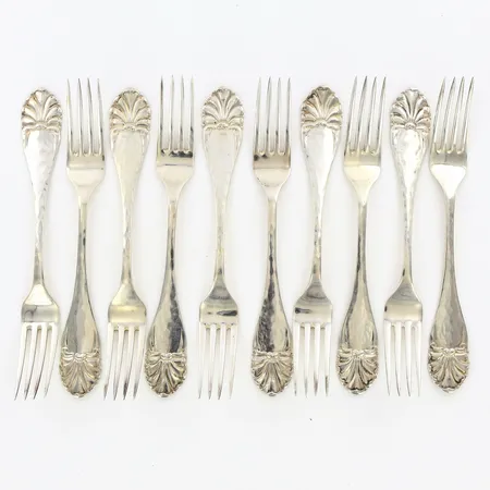 10 gafflar, ca 17cm, danska stämplar, 830/1000 Silver Vikt: 308,2 g