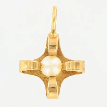 Hänge med pärla, ca 17mm, 18K  Vikt: 0,9 g