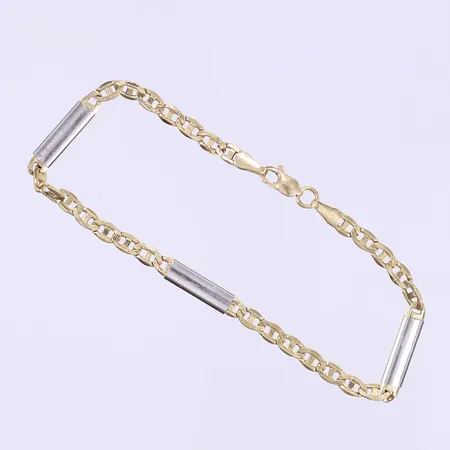 Armband 17,5cm, bredd 4mm, buckligt, 14K Vikt: 3,4 g