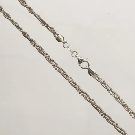 Collier flätat, längd 44cm, bredd 4mm, 925/1000 silver Vikt: 13,7 g