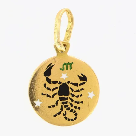 Hänge stjärntecken skorpion Ø12mm, längd: 20mm, 18K  Vikt: 1,3 g