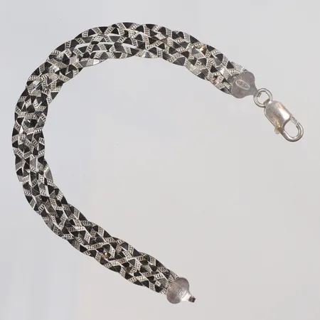 Armband flätad modell, längd 19cm, bredd 10mm, GHA, silver, 925/1000 Vikt: 9 g