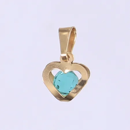 Hänge med grön sten 16x9mm, 18K Bruttovikt: 0,6g Vikt: 0,6 g