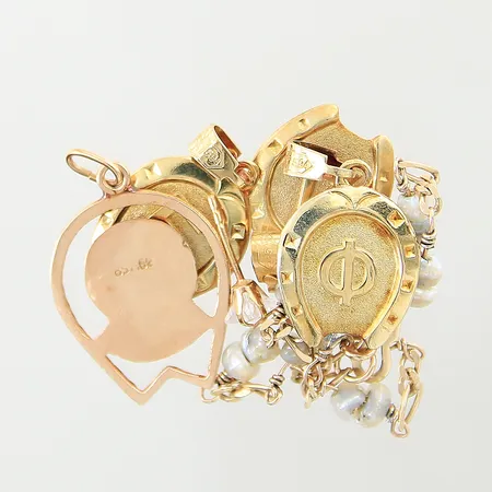 Diverse guldsmycken, udda, sten, pärlor, av/defekt, 14K Vikt: 8,9 g