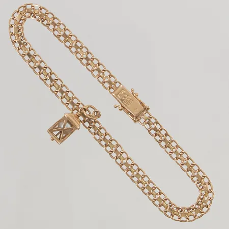Armband x-länk 20cm, bredd:5mm, 1 berlock, 18K 10,0g.