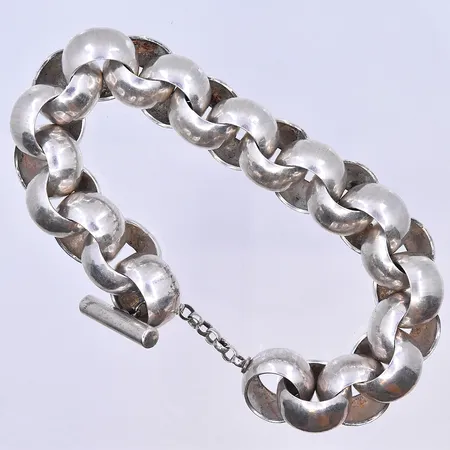 Armband Ärtlänk, längd 25,5 cm, bredd 17 mm, silver 925/1000. Vikt: 98,7 g