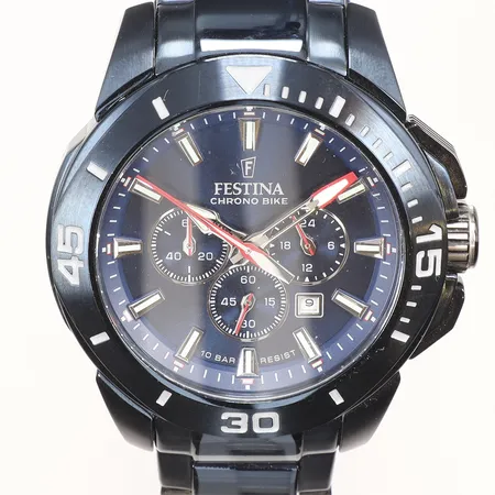 Herrur Festina Chrono Bike Special Edition Ø46mm F20643, stållänk samt extra gummiband, med slitage, baksida med fläck, med box samt bandstiftsverktyg, ytterkartong