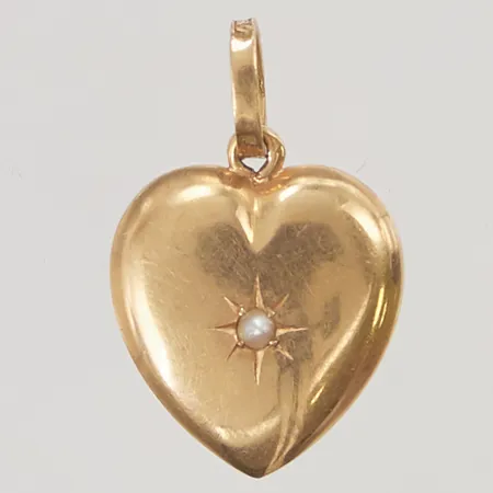 Hänge "hjärta" 16mm, pärla, 18K 1,6g.