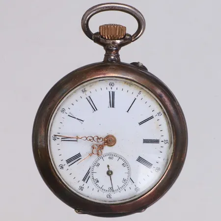 Fickur, sekundvisare, Ø38mm, ställknapp saknas, inneboett i silver, 830/1000silver