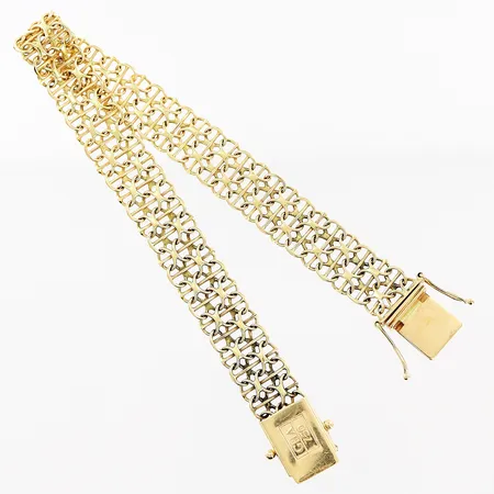 Armband X-länk med stav, 19,5cm, bredd 10mm, mindre skevheter på länk, GHA, 18K Vikt: 14,7 g