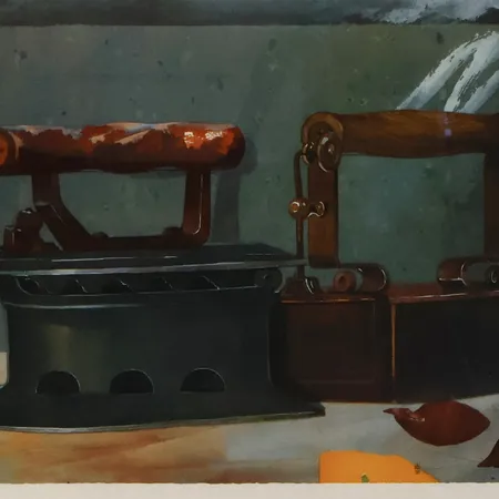 Offsettryck Åke Arenhill ur serien Strykjärnet, Rammått: 40x50cm, bildmått: 29x42cm, signerad med blyerts Skickas med paket.