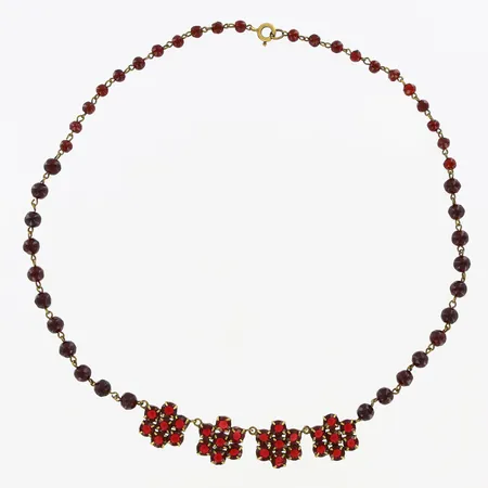 Collier med granater 44cm, bredd: 4,5-15,2mm, gulmetall Vikt: 0 g