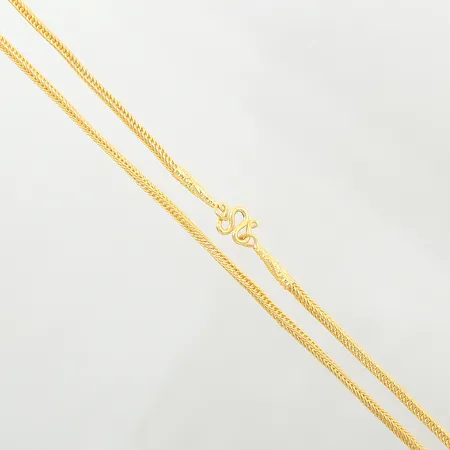 Collier Rävsvans, längd: 49,5cm, bredd: 1,8mm, något skev, Thaiguld, 23K  Vikt: 7,6 g