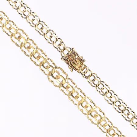 Halscollier doserad Bismarck variant längd 43cm bredd 5-8mm kistlås 18K Vikt: 11,3 g