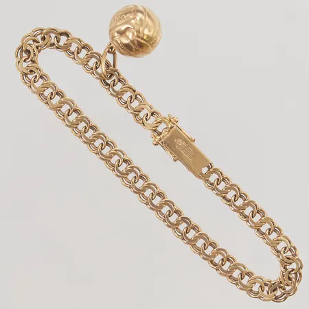 Armband Bismarck 19cm, bredd:5mm, bucklig berlock, 18K 13,2g.