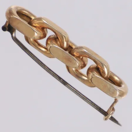 Brosch Ankarlänk, längd 34mm, bredd 7,4mm, nål i vitmetall, 18K  Vikt: 3,3 g