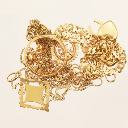 Diverse guld, defekt, gravyr, 18K Vikt: 22,9 g