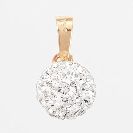 Hänge boll med vita stenar 15x18mm, GHA, 18K Vikt: 0,7 g