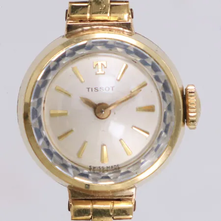 Damur, Tissot, doublé, manuell, 17mm, länk i 18K, länkens längd inklusive ur 18,5cm, inga tillbehör, brv: 24,7g