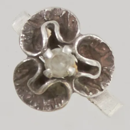 Ring Theresia Hvorslev Ø19¾, justerbar skena, vit sten, 925/1000 Silver 4,8g.