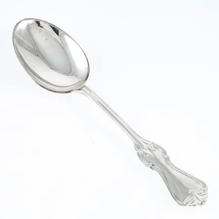 Sju efterrättsskedar i silver (830/1000) av modellen Olga. Längd 160 mm, vikt 227,5g. 