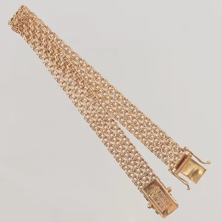 Armband treradig Bismarck 18,5cm, bredd:9mm, 18K 14,7g.