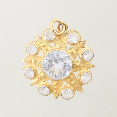 Hänge med vita stenar, 35-28mm, ostämplat, 18K Vikt: 4,9 g