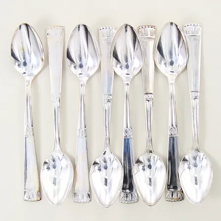 Kaffeskedar 8st, modell Carl Philip, längd 12,2cm, silver 830/1000 Vikt: 125,9 g