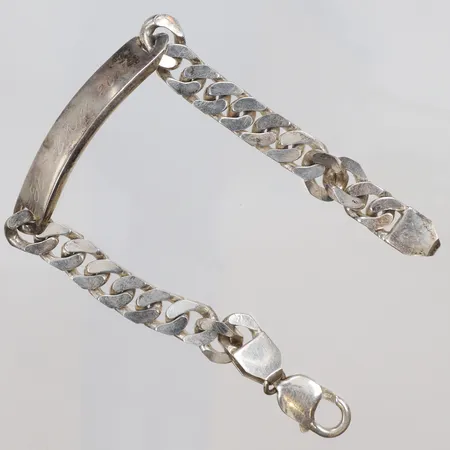 Armband Pansar med platta, längd 21cm, bredd 9mm, gravyr, slitet, silver, 925/1000 Vikt: 37 g