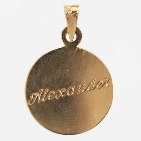 Hänge med namn "Alexander", Ø16mm, 18K Vikt: 1,4 g