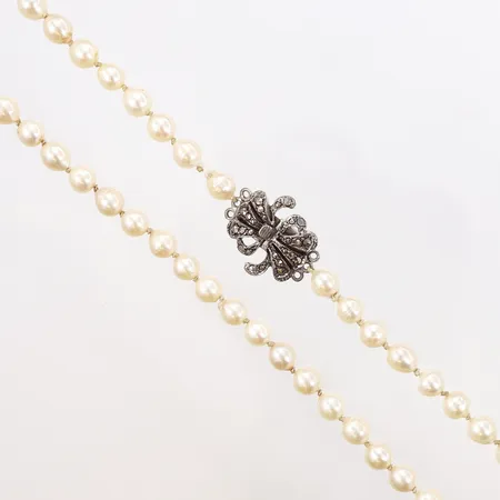 Pärlcollier silverlås med markasiter 115cm, Ø6mm, silver 835/1000, bruttovikt: 55,8gram Vikt: 0 g