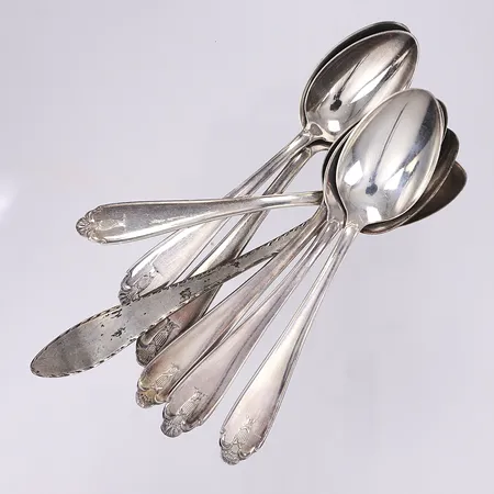 7 st teskedar längd 11-14cm silver 830/1000 Vikt: 89,9 g