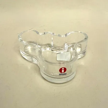 Skål Savoy, Iittala, design Alvar Aalto, höjd 3cm, bredd 10cm, klarglas, etikettmärkt, originalkartong