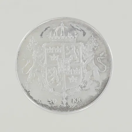 Silvermynt 50kr kungaparet, 925/1000  Vikt: 27,2 g