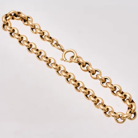 Armband i 18K guld, 22cm, Ärtlänk, bredd 6,6mm, ihålig, fint skick, importstämpel, vikt 12g.