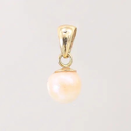 Hänge med odlad pärla, Ø6,5mm, ögla med smärre buckla, 18K Vikt: 0,7 g