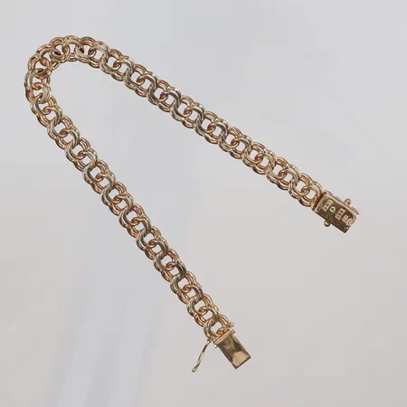 Armband Bismarck, längd 19,5cm, bredd 6mm, snurrebuss saknas, 18K Vikt: 19,8 g