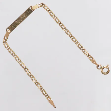 Barnarmband platta, 13,5cm, ojämnt, repig platta, 18K  Vikt: 1,6 g