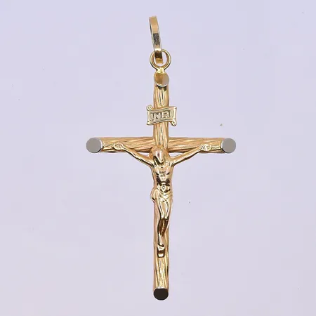Hänge Krucifix, längd 65 mm, bredd 33 mm, 18K. Vikt: 6,3 g