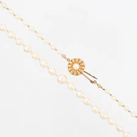 Pärlcollier med guldlås i 18K, 65cm, pärlor 3-7mm, ALTON, bruttovikt: 15,2 gram Vikt: 0 g