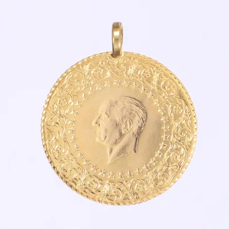 Hänge mynt Ø30mm, ögla ej guld, 21K Bruttovikt: 7,2g Vikt: 7,2 g