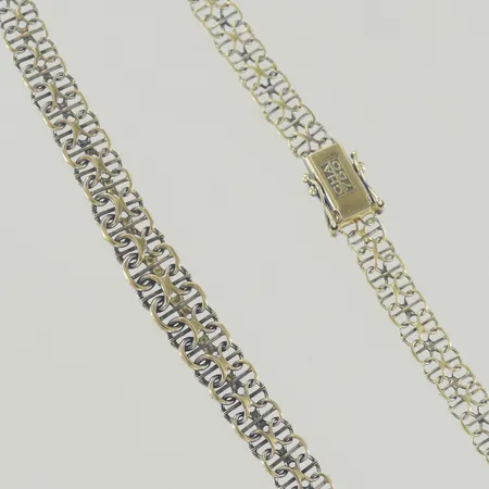 Halskedja X-länk med stav, längd 43 cm, bredd 6-8,4 mm, missfärgad, 18K Vikt: 14,4 g