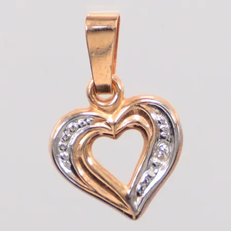 Hänge hjärta, längd 1,8cm, bredd 1cm, gult och vitguld, 14K. Vikt: 0,4 g