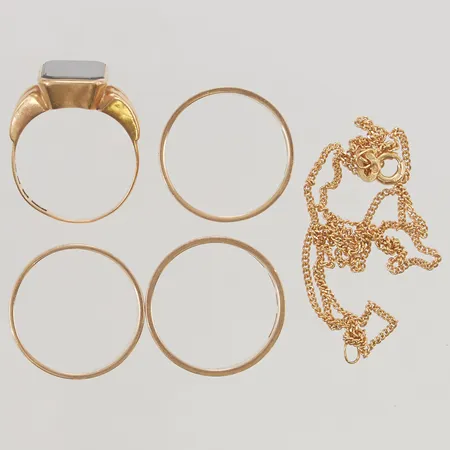 Diverse guld, defekt/gravyr, 18K 24,6g.