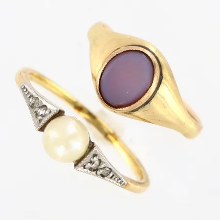 2 ringar stl 16, 18, 9K  Vikt: 3,7 g