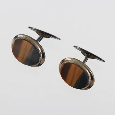 Manschettknappar paret Silver med tigeröga,längd ca 21.9 mm. Vikt: 17,2 g